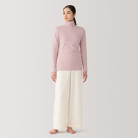 【レディース】無印良品 婦人 あったか綿 厚手 タートルネック長袖Tシャツ 婦人M ライトピンク 良品計画