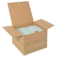 プラス 文書保存箱 ワンタッチストッカー D型フタ式 B4／A3用 書類収納 ダンボール 10枚 40075（わけあり品）