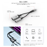 Vodaview USB-C to ライトニングオーデイオ・USB-C給電 変換アダプター VV-MH277-VV 1個