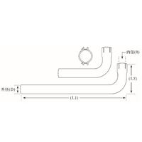 山脇産業 90度曲げパイプ 片側差し込みタイプ(L型・鉄製・メッキ管)クランプ付 50.8mm 51.8mm 13-054 1本（直送品）
