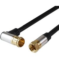 ホーリック アンテナケーブル 1m ブラック アルミヘッド L字差込式/ネジ式コネクタ AC10-386BK 1本 65-1792-61（直送品）