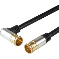 ホーリック アンテナケーブル 1m ブラック アルミヘッド L字差込式/差込式コネクタ AC10-400BK 1本 65-1792-75（直送品）