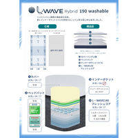 【軒先渡し】ルービックJP L-WAVE ハイブリッド ウォッシャブルシルキーファイバーマットレス ダブル LWWHB19-D 1枚（直送品）
