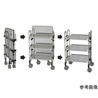 トクヤマ ステンレス(SUS430)折りたたみ式ワゴン763*505*958ー3段 FEAM-3 1台 64-8521-19（直送品）