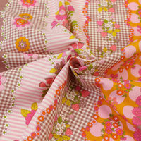 70’s フラワーボーダー プリント生地 グリーン 巾約108cm×8mカット CHU052-2D-8M 1セット(巾約108cm×8（直送品）