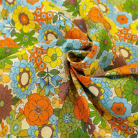 70’s フラワーガーデン プリント生地 ピンク系 巾約108cm×2mカット CHU052-3B-2M 1セット(巾約108cm×2（直送品）