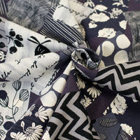 Modern Field モダンフィールド 綿麻プリント パッチワーク風 プリント生地 ミント 巾約108cm×6mカット IBK99201（直送品）