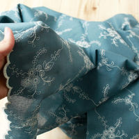 綿ローン 両耳スカラップ刺しゅう生地 巾約100cm×4m切売カット F ブラック TM8804-F TM8804-F-4M（直送品）