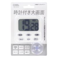 オーム電機 時計付き大画面デジタルタイマー ホワイト 08-1554 1個