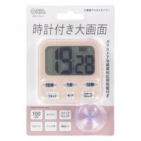 オーム電機 時計付き大画面デジタルタイマー ピンク 08-1555 1個