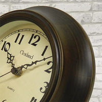 さんてる 日本製 アンティーク調ミニ掛時計(丸型) アンティークブラウン QL691_BR 1個