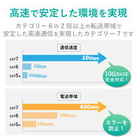 エレコム LANケーブル/CAT7/爪折れ防止/フラット/10m/ブラック ECLD-TWSFT/BK10 1個