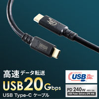 サンワサプライ USB20Gbps（USB4 Gen2x2）Type-C ケーブル KU-20GCCPE20 1本