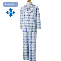 ケアファッション 大きめボタンのびのびストレッチパジャマ 脱着簡単 着心地快適 紳士用 BL L 80032902 1着（直送品）