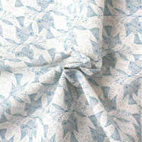 マカベアリス Words of Forest -Hope Bird- 綿麻プリント生地 ホワイト×ブルー 2mカット ACM002-B-2M（直送品）