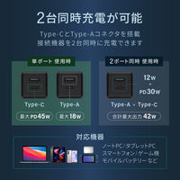 オウルテック 2ポートAC充電器 PD45W出力 USB Type-C×1 Type-A×1 OWL-APD45C1A1G-WH 1個