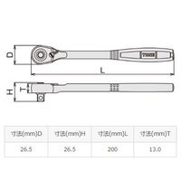 エスコ 3/8”DRx 90mm ラチェットハンドル EA618JA-14 1本（直送品）