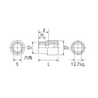 エスコ 1/2”DRx1・3/8 ” ソケット(六角) EA618RK-122 1個（直送品）
