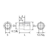 エスコ 1/2”DRx1・5/16” ソケット(十二角) EA618RL-121 1個（直送品）