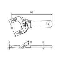 エスコ 142mm/30mm ワイドモンキーレンチ(薄口/ショートサイズ) EA530JC-12 1丁（直送品）