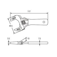エスコ 117mm/26mm ワイドモンキーレンチ(薄口/ショートサイズ) EA530JC-11 1丁（直送品）