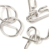 知恵の輪3点セット （本体：シルバー・袋：グレー） LAKOLE/ラコレ