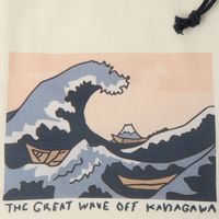 （世界の名作）マチ付き巾着ポーチ 神奈川沖浪裏 1セット（2個） LAKOLE/ラコレ