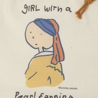 （世界の名作）マチ付き巾着ポーチ 真珠の耳飾り 1セット（2個） LAKOLE/ラコレ