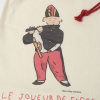 （世界の名作）マチ付き巾着ポーチ 笛を吹く少年 1セット（2個） LAKOLE/ラコレ