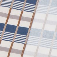 コットンプリントハンカチ（チェック） ブルー 1セット（1枚×2） LAKOLE/ラコレ