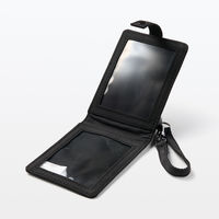 無印良品 自立するカードホルダー リール付 約幅80×奥行10×高さ110mm 黒 良品計画