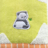 林 ウォッシュタオル ふんわり無撚糸 カントリーズー パンダ 12枚セット グリーン WN502700 1セット(12枚入)（直送品）