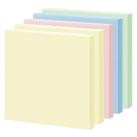【強粘着】アスクル はたらく 強粘着ふせん 75×75mm　パステル4色アソート(正方形)　5冊　 オリジナル（わけあり品）