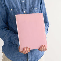 【クッション付封筒】緩衝材付宅配ペーパーバッグ W240×H275mm ピンク 1セット（100枚）ヘッズ MGP-TBP2