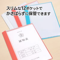 プラス クリアファイル 通知表ファイル A4 12ポケット ヨコ入れ レッド 79926 1袋(10冊入)