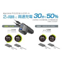 カシムラ DC-47W USB 3ポート コンパクト 自動判定 DC-060 1台