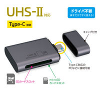 ナカバヤシ Type-Cカードリーダー・ライター UHS-2対応 グレー CRW-C3SD91GY 1個