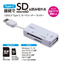 ナカバヤシ 変換アダプタ機能Type-C SD・microSDカードリーダー・ライターWH CRW-CSD90W 1個