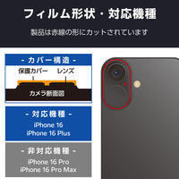 iPhone16/16 Plus カメラフィルム ガラス カメラ全体保護 クリア PM-A24AFLLP4CR エレコム 1個