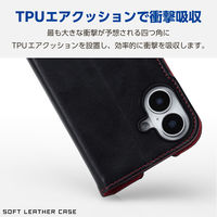 iPhone16 ケース レザー 手帳型 衝撃吸収 スリム ブラック PM-A24APLFYBK エレコム 1個（直送品）