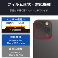 iPhone16Pro/ProMax カメラフィルム ガラス 高透明 クリア PM-A24CFLLP1CR エレコム 1個