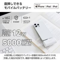 モバイルバッテリー ライトニング 直挿し iPhone 5000mAh 小型  白 EC-C32LWH エレコム 1個