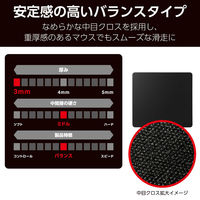 ゲーミング マウスパッド バランスタイプ 中目クロス 表面 ラバーベース ブラック MP-G11BK エレコム 1個（直送品）