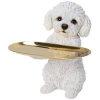 ウービア 白いトイプードルの小物置き(マグネットで取り外し可能皿) H24110-1 1個（直送品）