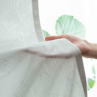 カズマ エコファイン レースカーテン リーフ柄 UVカット 遮熱 1000×1760mm 4538565564157 1セット(2枚入)（直送品）