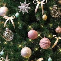 【軒先渡し】ストア・エキスプレス　木製ベースクリスマスツリーセット パステル　高さ180×幅100cm　8162-2396　1セット（直送品）