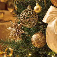 【軒先渡し】ストア・エキスプレス　デラックス木製ベースクリスマスツリーセット ゴールド　高さ180cm　8162-2404　1セット（直送品）