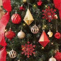 【軒先渡し】ストア・エキスプレス　木製ベース スリムクリスマスツリーセット レッド　高さ180×幅76cm　8736-1640　1セット（直送品）