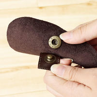 日本紐釦貿易 本革フラップパーツ チョコ 12×12cm ボタン付き MAP131-C 1袋1組入/2袋(合計2組)（直送品）