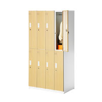 スマイル 木目調スチールロッカー 4連2段8人用 シリンダー錠 ライトブラウン/ホワイト 幅900×奥行515×高さ1790mm 1台（取寄品）